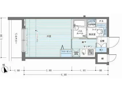 レジディア銀座東(1K/9階)の間取り写真