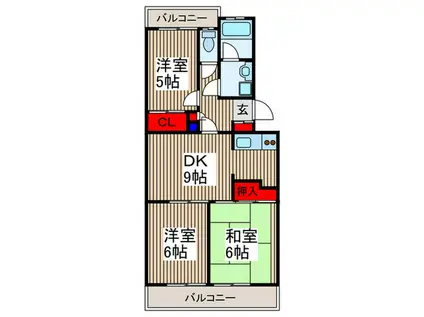 セントヒルズ(3DK/1階)の間取り写真