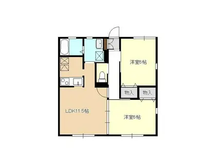 シャテニエ ボワ コート C(2LDK/2階)の間取り写真