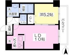アヴェニュー近美前(1LDK/6階)の間取り写真
