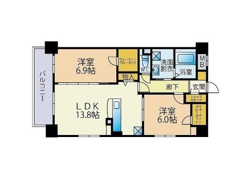 カメリアビルⅡ(2LDK/2階)の間取り写真