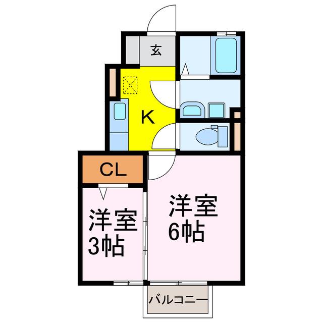 ルミエール A(2K/1階)の間取り写真