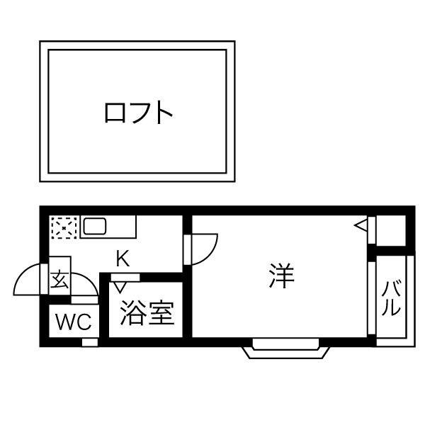 プルミエ(1SK/2階)の間取り写真