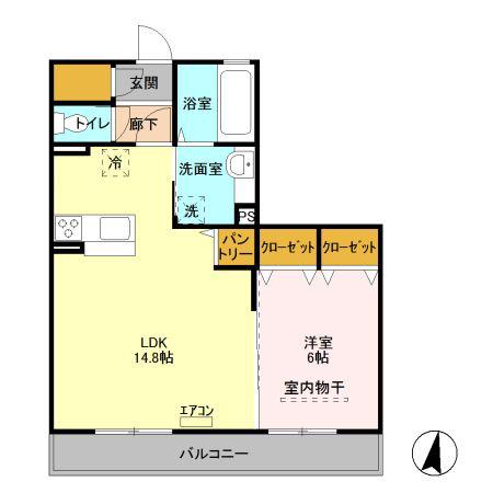 CASA FORESTA(1LDK/2階)の間取り写真