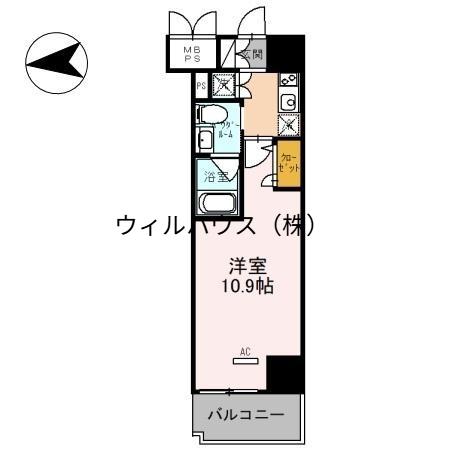 フェニックスレジデンス堺東(1K/15階)の間取り写真