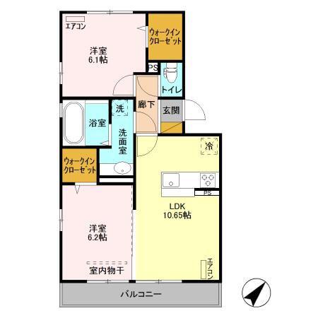 マノワール 青堀(2LDK/3階)の間取り写真