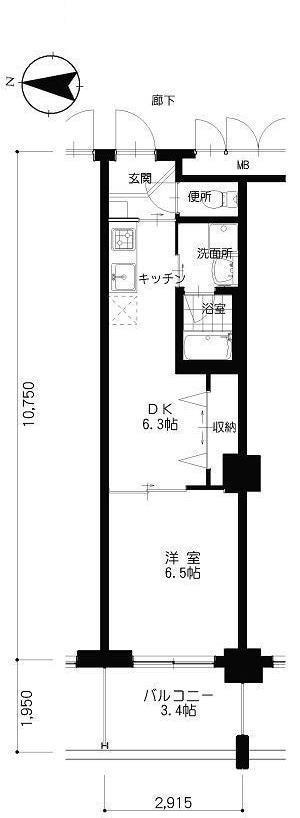 CAM・FORA(1DK/3階)の間取り写真