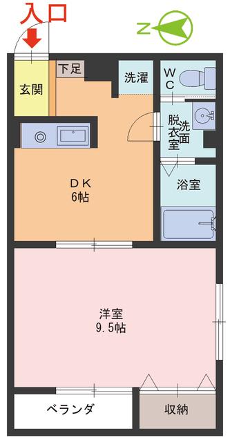 エステート373(1DK/2階)の間取り写真
