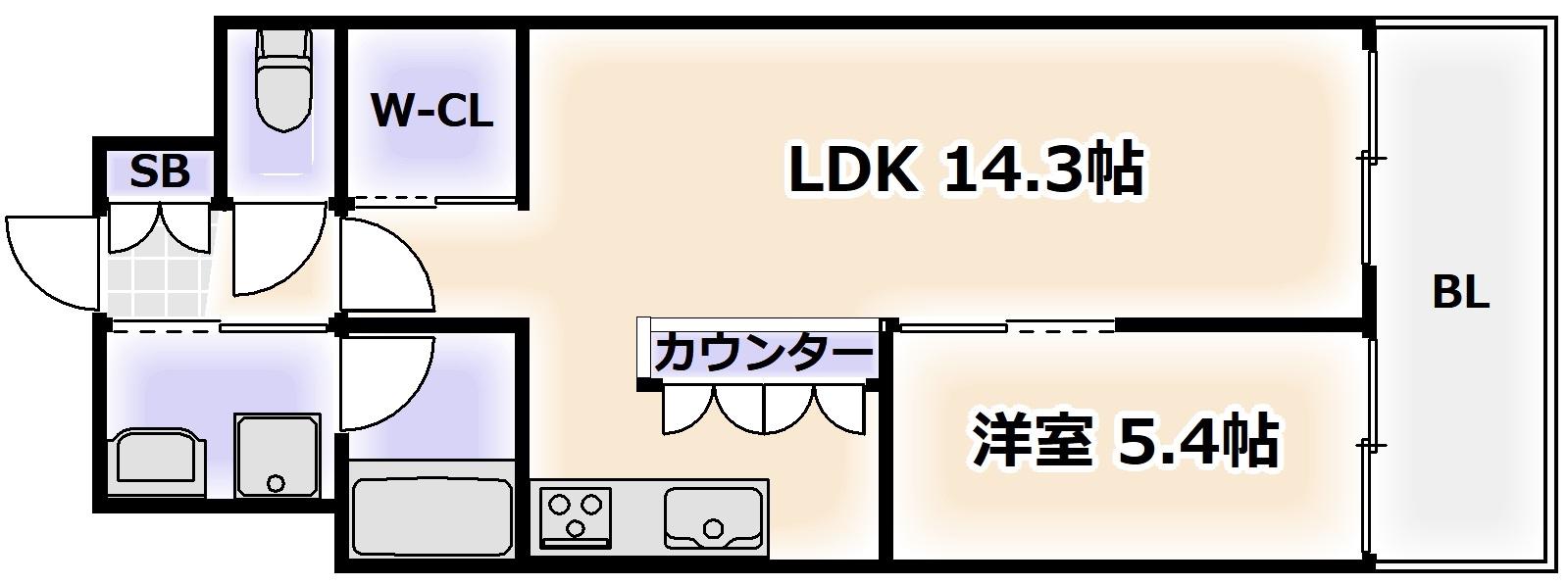 グランカーサ難波元町(1LDK/7階)の間取り写真