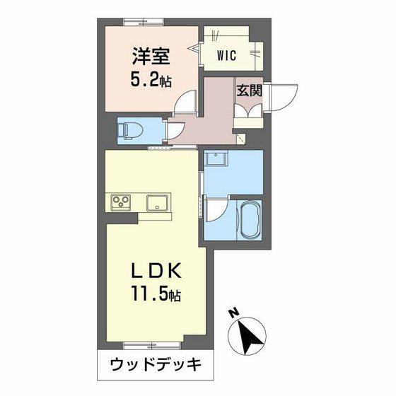 アンビエラ中川(1LDK/1階)の間取り写真