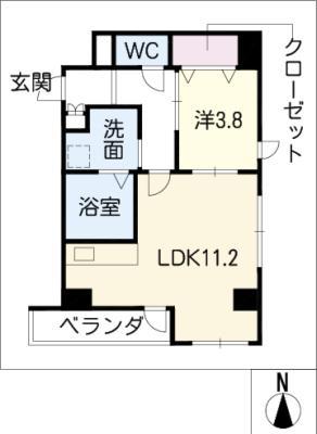 ボナール・ド・フルール(1LDK/2階)の間取り写真