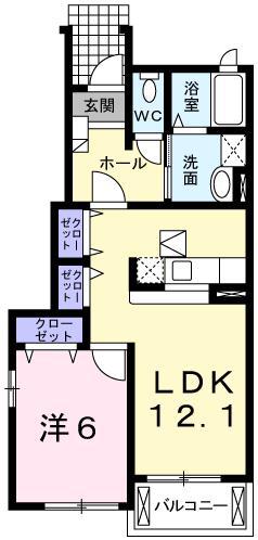 ディー・ベレッツァA(1LDK/1階)の間取り写真