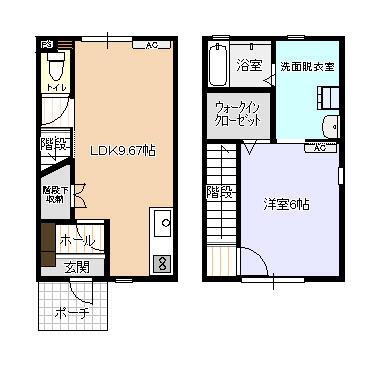 ビオラ木津B棟(1LDK/1階)の間取り写真