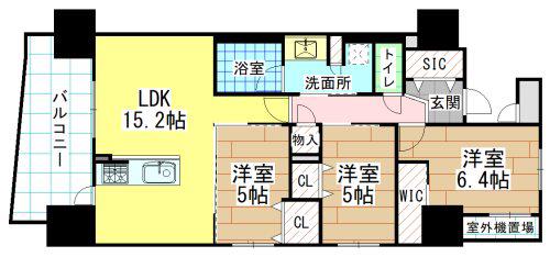 ラ・アトレレジデンス姪浜(3LDK/9階)の間取り写真
