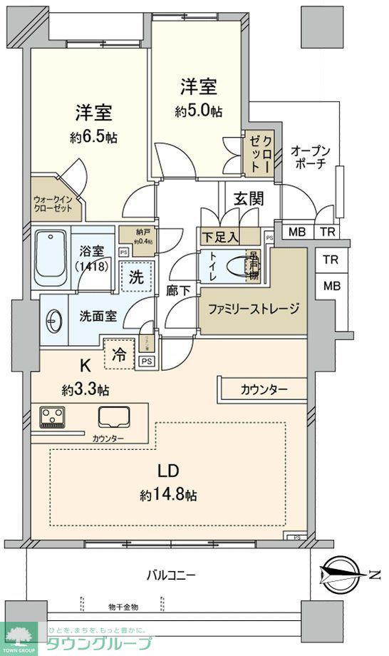 BRILLIA TOWER所沢ロジュマン(2LDK/25階)の間取り写真