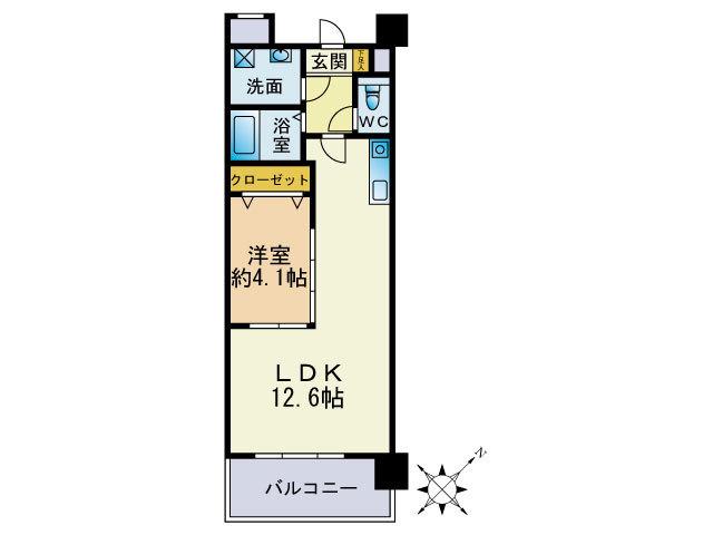 サクセス伊都 本館(1LDK/5階)の間取り写真