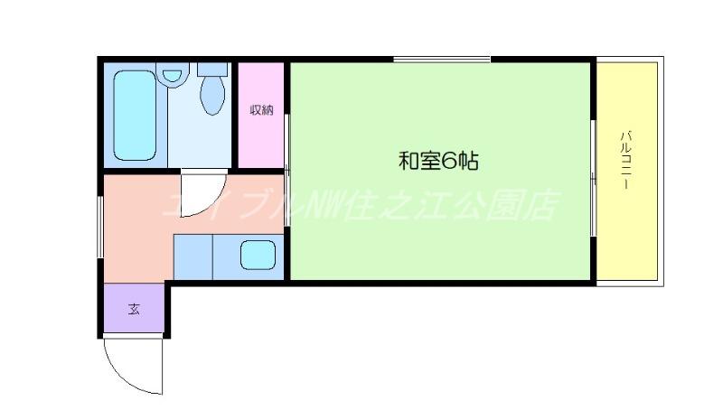 遠里小野パンション(1K/2階)の間取り写真