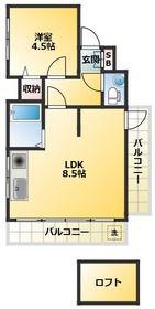 コーポよしむら(1LDK/6階)の間取り写真