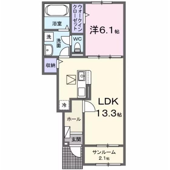 パークアクシス藤岡・E(1LDK/1階)の間取り写真