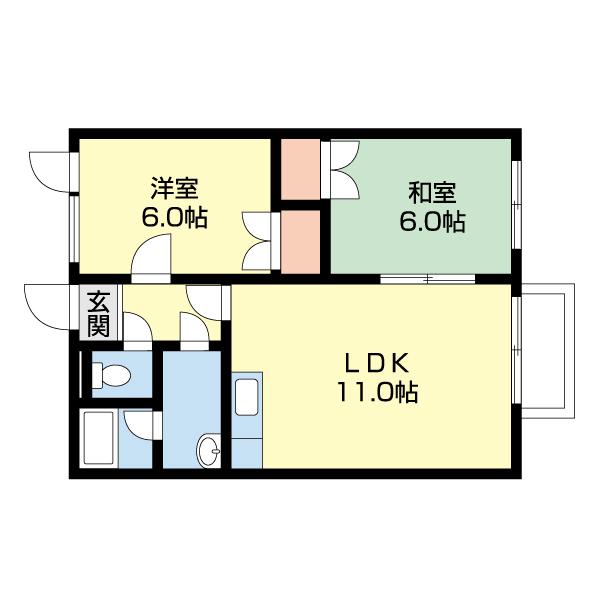 アルファロードII(2LDK/2階)の間取り写真