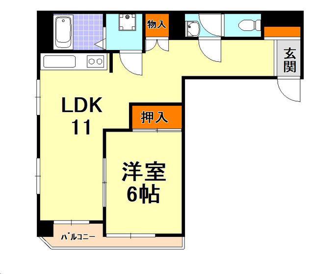 トーアハイツ(1LDK/6階)の間取り写真