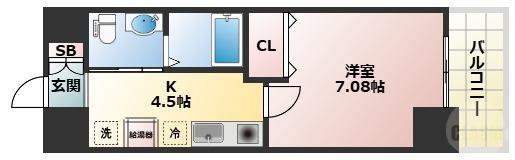 CASSIA豊中三国(1K/2階)の間取り写真