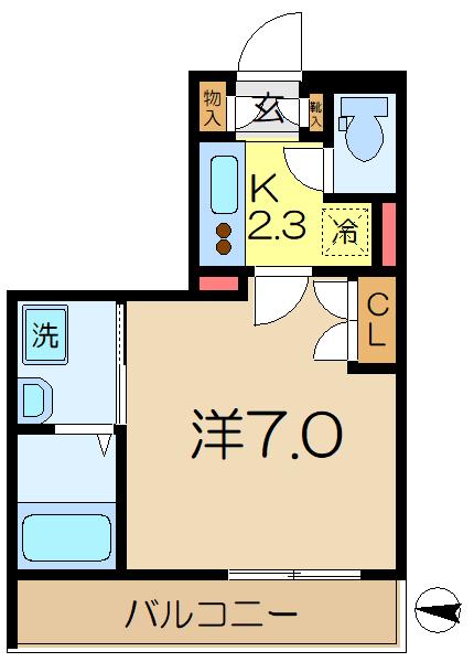 ソレアード K&K(1K/2階)の間取り写真