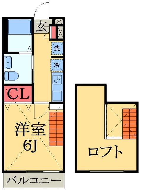 グランディール千城台(1K/2階)の間取り写真