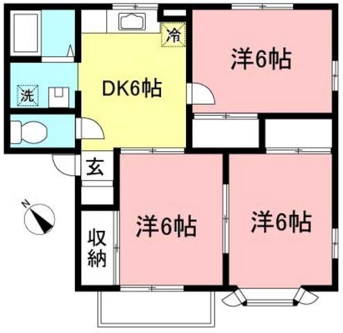 リバーサイド・I(3DK/1階)の間取り写真