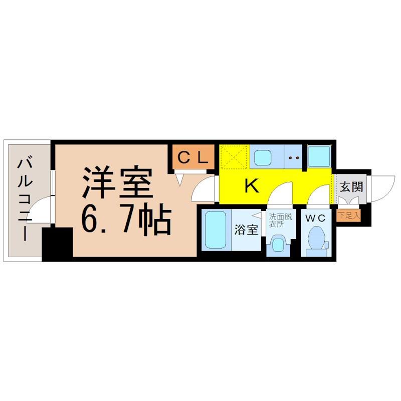 プレサンス太閤通ファシール(1K/2階)の間取り写真