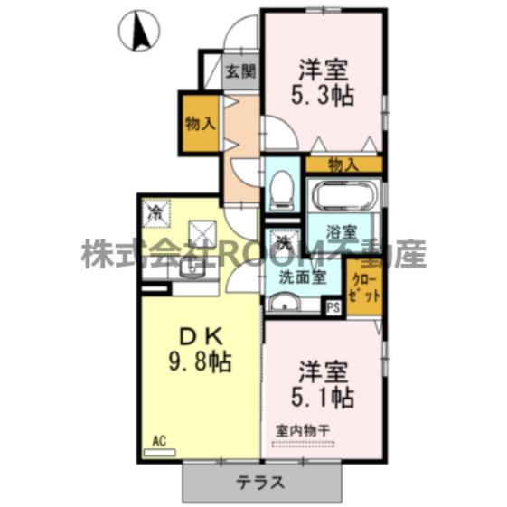 セジュールグレイス(2DK/1階)の間取り写真