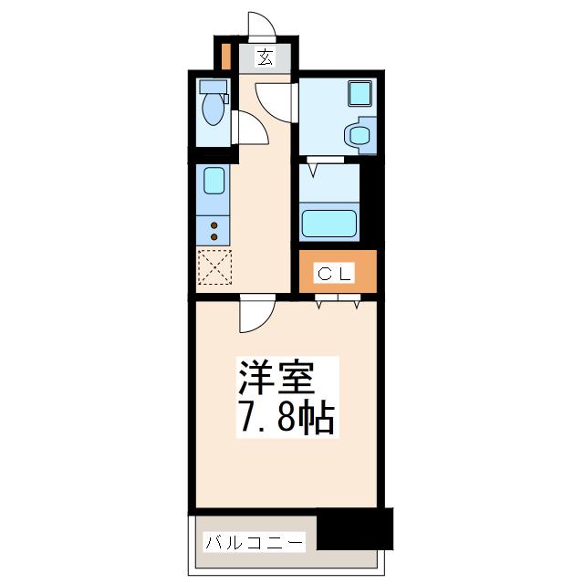 シティパル上熊本(ワンルーム/8階)の間取り写真