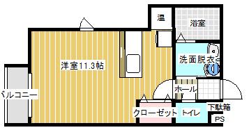 デリス・メゾン日の出(ワンルーム/3階)の間取り写真