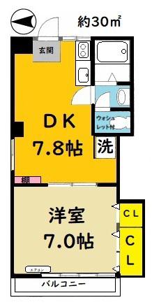 ヴィラサカイI(1DK/2階)の間取り写真
