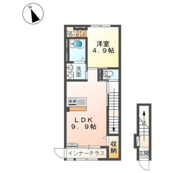 グラナティス(1LDK/2階)の間取り写真