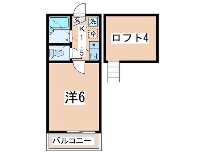 ロバリア古淵(1K/2階)の間取り写真