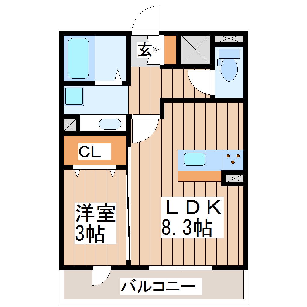 クレール八乙女(1LDK/3階)の間取り写真
