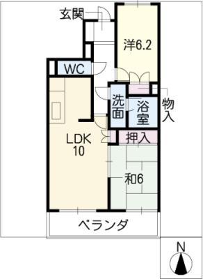 パークシティ上小田井スカイコート(2LDK/10階)の間取り写真