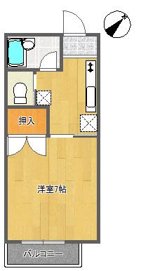 ジュネス船尾(1K/2階)の間取り写真