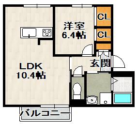 フレグランス宝塚I・II・III(1LDK/2階)の間取り写真