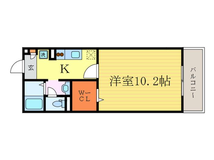 シュペリールA棟(1K/2階)の間取り写真