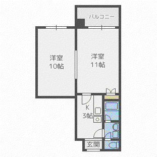 ING北大前(1K/4階)の間取り写真