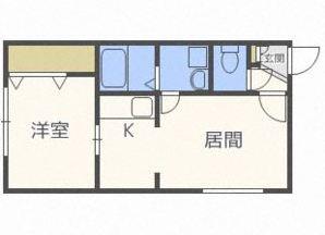 アウルの杜月寒西(1DK/2階)の間取り写真