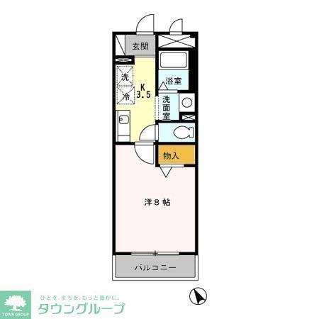 K・Uイールス(1K/3階)の間取り写真