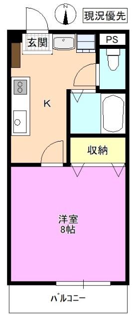 ビューテラス21C(1K/3階)の間取り写真