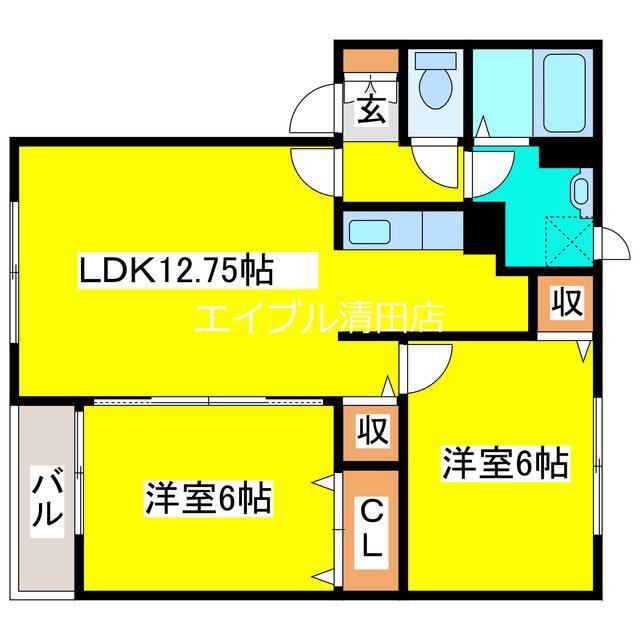 コルティーレスード(2LDK/1階)の間取り写真