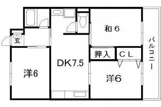 奥野マンション(3DK/4階)の間取り写真