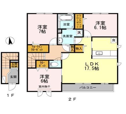 デルニエコート A棟(3LDK/2階)の間取り写真