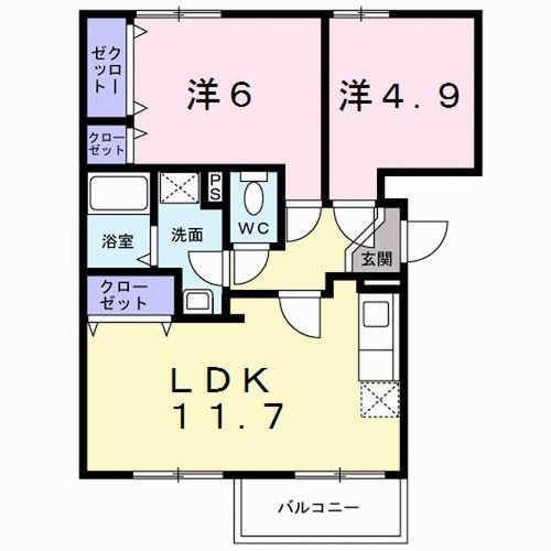 トップコート(2LDK/3階)の間取り写真