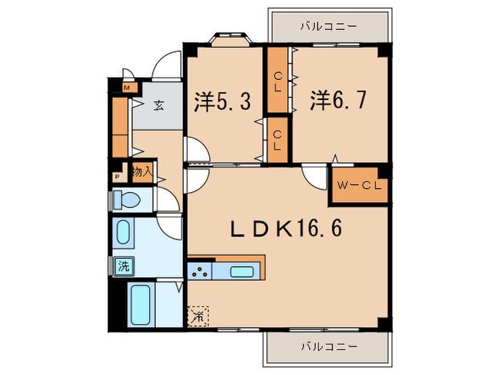 メゾン大原(2LDK/3階)の間取り写真
